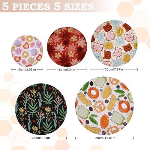 5Pcs Reusable Beeswax Elastic Bowl Covers for Bread Proofing and Food Cover - image 2
