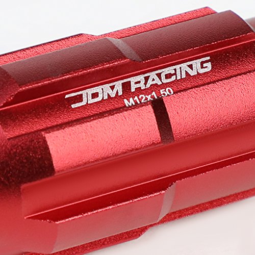 Image of DNA MOTORING LN-ZTL-9025-15-RD 20Pcs M12 x 1.5 Open End Style Wheel Lug Nuts w /Deep Drive Extension Adapter, 24mm OD /50mm H, Red