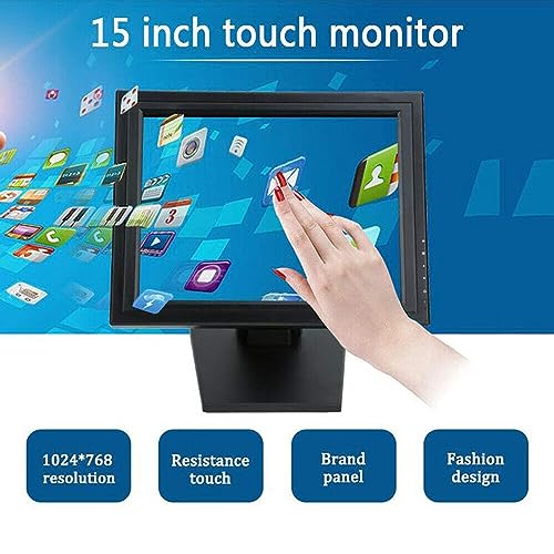 Image of Multi-Touch Monitor, 15-Inch Capacitive Touchscreen Monitor with VGA and HDMI Port, 1024 * 768 Resolution and Adjustable Base Angle, for Cashier, Restaurant Ordering, Warehouse, Retail, Gym