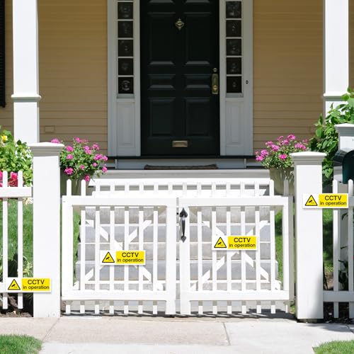 Pence & Moon Collective 5 Pcs CCTV in Operation Sign, Weatherproof CCTV Stickers for windows, CCTV Signs for Indoor/Outdoor Use(15cm x 5cm) - Image 3