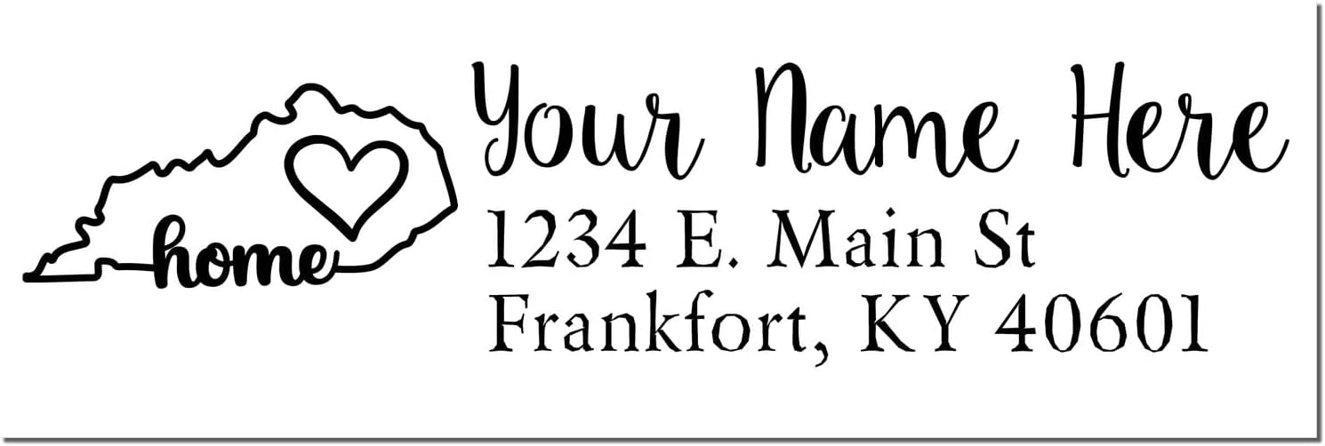 Kentucky State Modern Return Address Stamp for Bridal Shower Invitations, Wedding Mail Labels, Custom Self-Inking Rubber Mailing Stamps, Personalized Return Labels 7/8 x 2-1/4 Black Ink