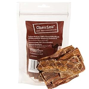 Chewies Kamel Dörrfleisch – 100 g – Natürlicher Kausnack für Hunde – Hypoallergen & ohne Zusatzstoffe – Hundesnack mit intensivem Geschmack