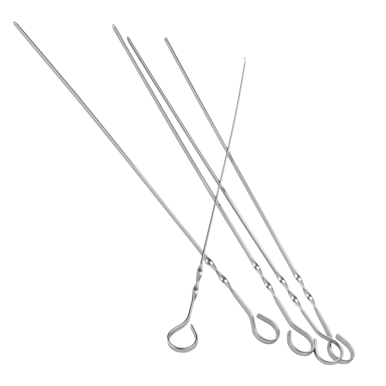 SINJEUN Set di 20 spiedini per barbecue in acciaio inox, 40 cm, spessore 0,7 cm, con design a spirale, per barbecue e cucina all'aperto