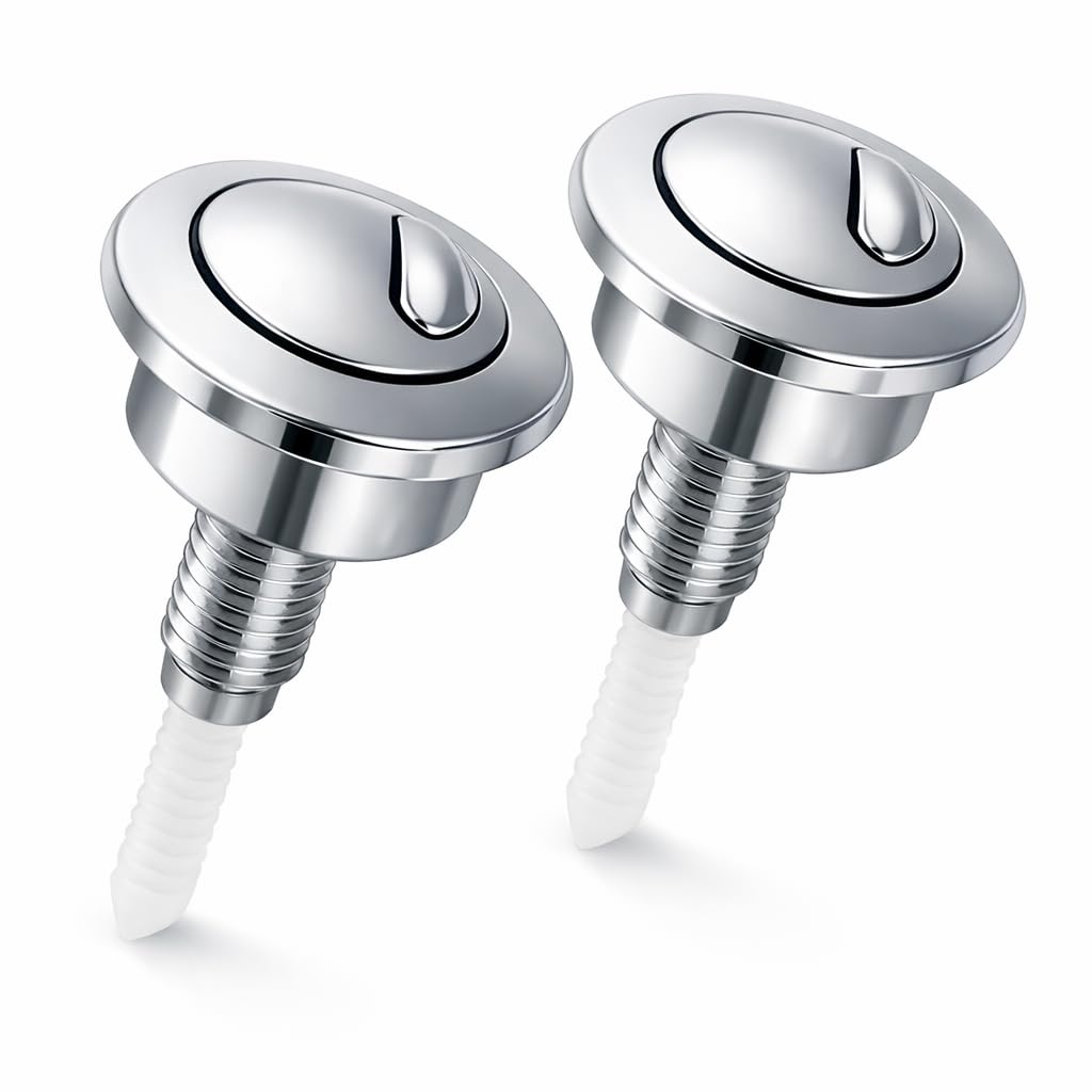 Toilet Flush Button Compatible with Twyford Siamp Optima 49, Dual Flush Toilet Push Button Replacement, Chrome-Plated Cistern Push Button Assembly, Water-Saving, Easy Install (2 Pack)