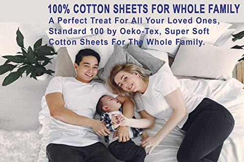 RUVANTI 100% Cotton Full Size Bed Sheets, 4 Pieces, Soft & Breathable Percale Weave Bedding, Deep Pocket 16", Hotel Standard, Crisp Cool Feel, Durable, Perfect Sheet Set Floral, Maple
