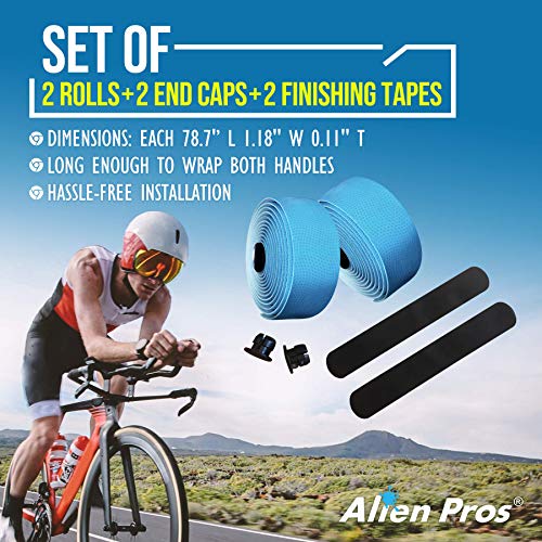 Image of Alien Pros Bike Handlebar Tape PU (Set of 2) Black Red White Pink Blue - Enhance Your Bike Grip with These Bicycle Handle bar Tape - Wrap Your Bike for an Awesome Comfortable Ride