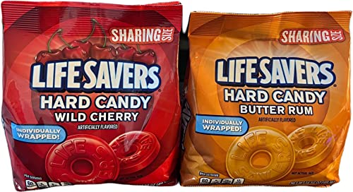 Lifesavers 14.5 Oz Individually Wrapped Hard Candy, Sharing Size (Wild Cherry)&(Butter Rum) Bundle 29.00 Oz Total #TOP9