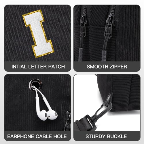 Image of Viverte Small Corduroy Sling Bag Initial Crossbody Bag Fanny Pack for Girls Personalized Birthday Gifts for Teen Girls Gifts