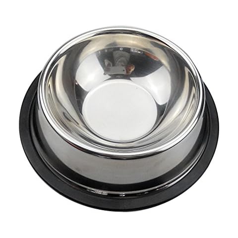 Hamhsin Non Slip Stainless Steel dog Bowl/pet bowl, Pet Dog Puppy Food Water Bowl With Rubber Base Non-Skid Classical Food Bowl/water bowl for all pets. (S-18CM) Cover