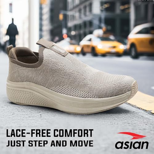 Image of ASIAN Wonderwalk Pro-21 Men's Walking Shoes | Lightweight Slip-On Sneakers with Arch Support | Memory Foam Soft Cushion Insole, Breathable & Flexible Shoes for Gym, Travel & Walk