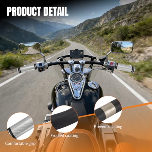 Image of 1 inch Drag Style Motorcycle Handlebars with Handlebar Grips Tube Steel Handlebars Drag Bar Dimpled for Sportster 883 1200 Nightster 07-later XL