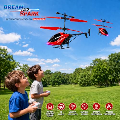 Image of Hand Sensor Helicopter Toy with Remote Control, USB Rechargeable Flying Drone for Kids, Gesture Control RC Helicopter with LED Lights, Indoor Outdoor Flying Toy for Boys & Girls