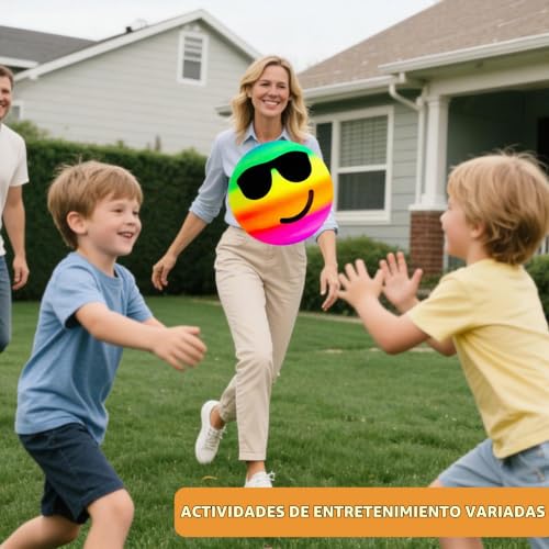 Miniatura 7 de Youyike 3 Piezas Balon Futbol Playa, 22cm Arcoíris Carita Sonriente Goma Bolas Pvc Pelota Plastico Inflar Piscina Ball Para Jardin Playa Piscina Voleibol Baloncesto