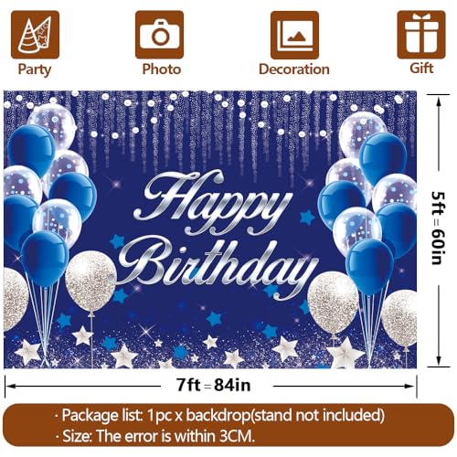 Fondo de cumpleaños 7x5 pies azul y dorado miniatura 4