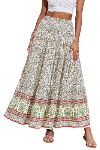 Image of CFLONGE Summer Maxi Skirts for Women 2026 Trendy Floral A Line Boho Skirt