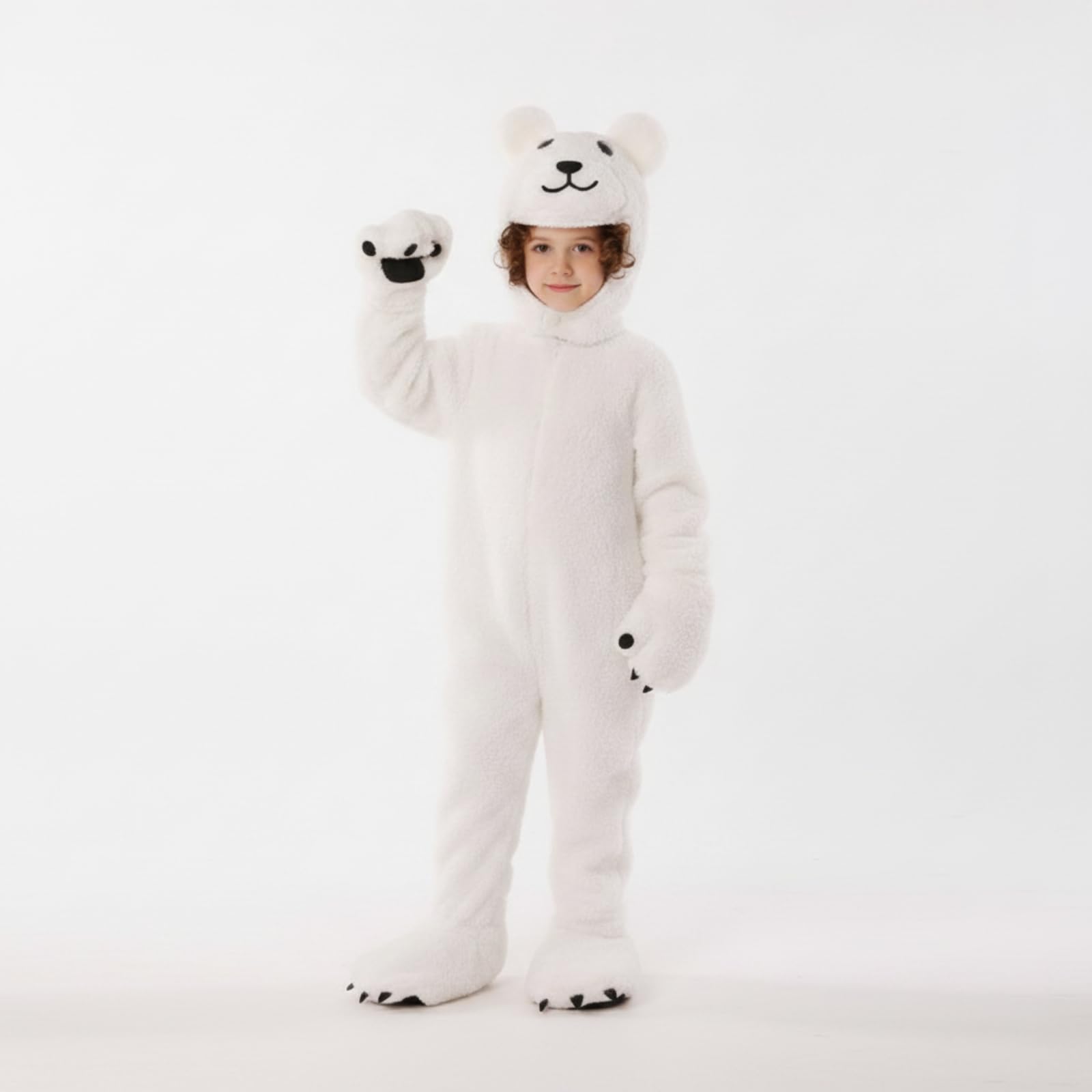 TISHITA Tuta Completa da Orso con Guanti Morbido Costume da Orso Divertente Costume con Berretto e Copripiedi per Rappresentazioni Scolastiche
