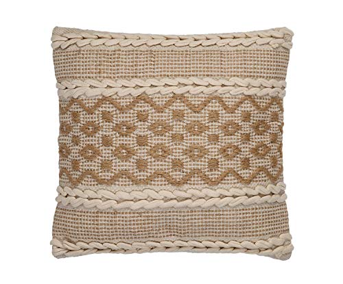 ANDREA HOUSE Cojín de Estilo Boho de algodón y Yute con Bordados geo