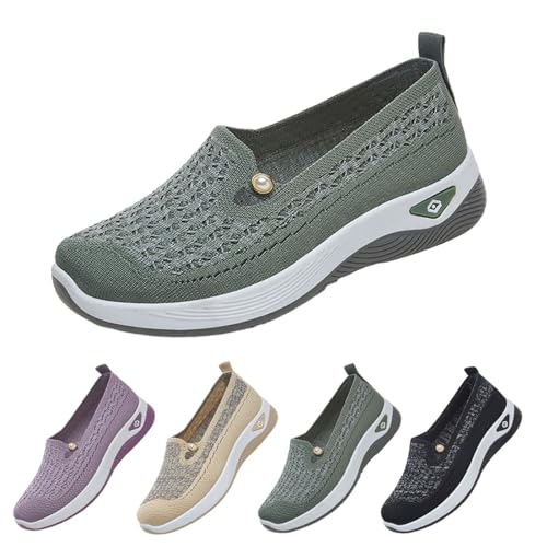 Zapatos ortopédicos mujer ancho H enfermera zapatos de caminar antideslizantes transpirables zapatos de verano cómodos zapatos de fitness verano ligero zapatillas de deporte malla espuma viscoelástica