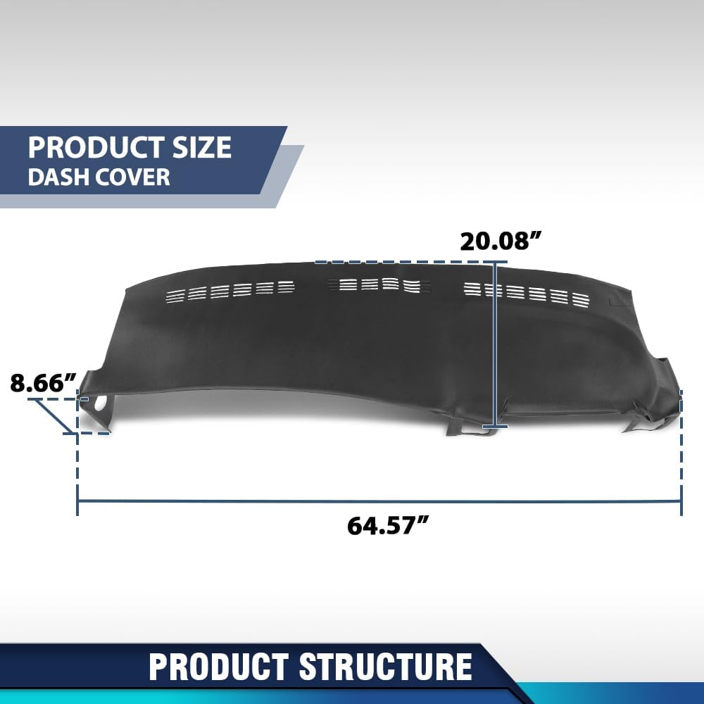 PIT66 TPE Dash Bezel Cover Dashboard, Compatible with Chevy Silverado/GMC Sierra 1500 2500 1999-2006/Avalanche 2002-2006/Silverado Sierra 3500 2001-2006/Tahoe Suburban Yukon/XL 2000-2006