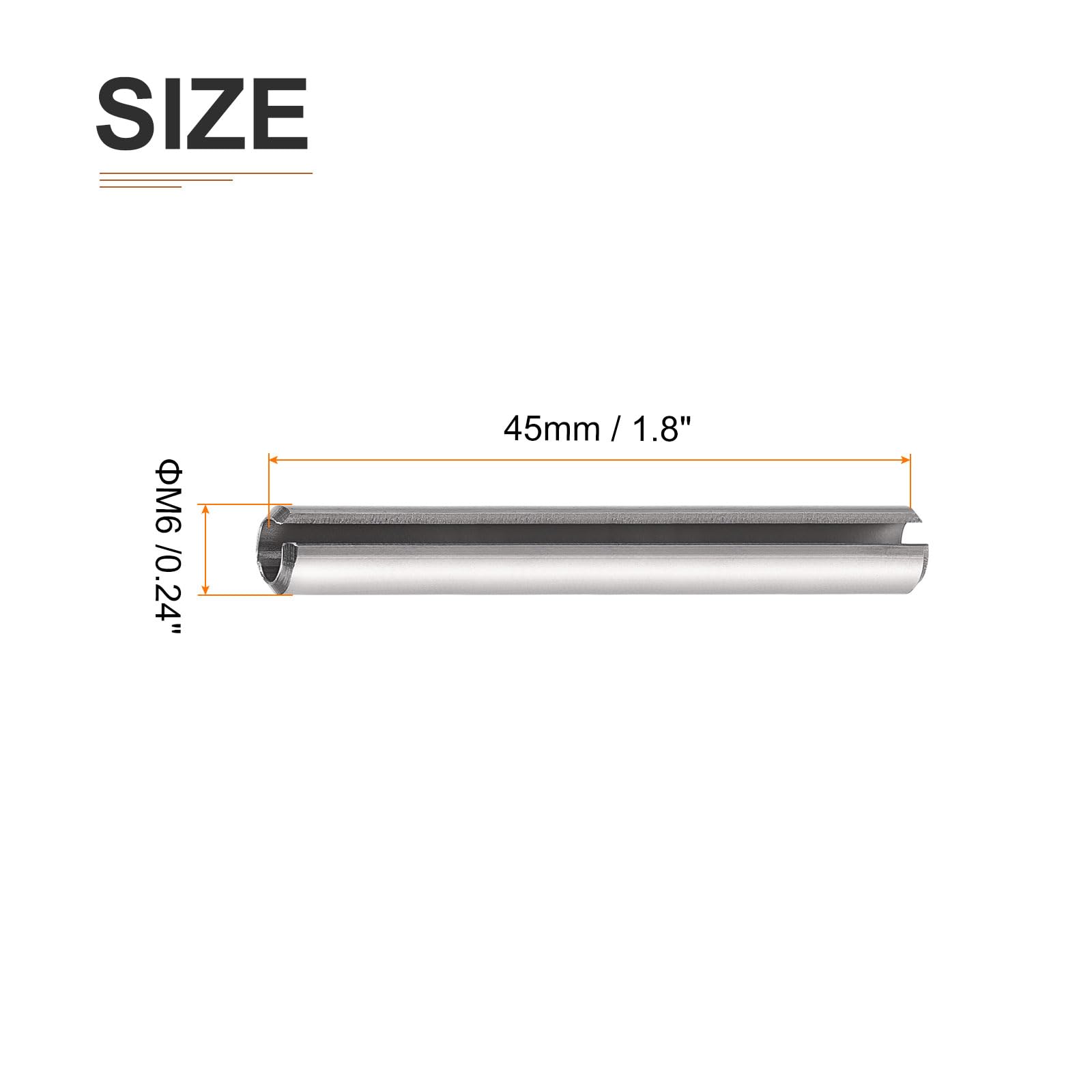 DTGN 6mmx45mm(DxL) Slotted Spring Pin, 10Pack, Good for Home Machine Fastener - Image 2