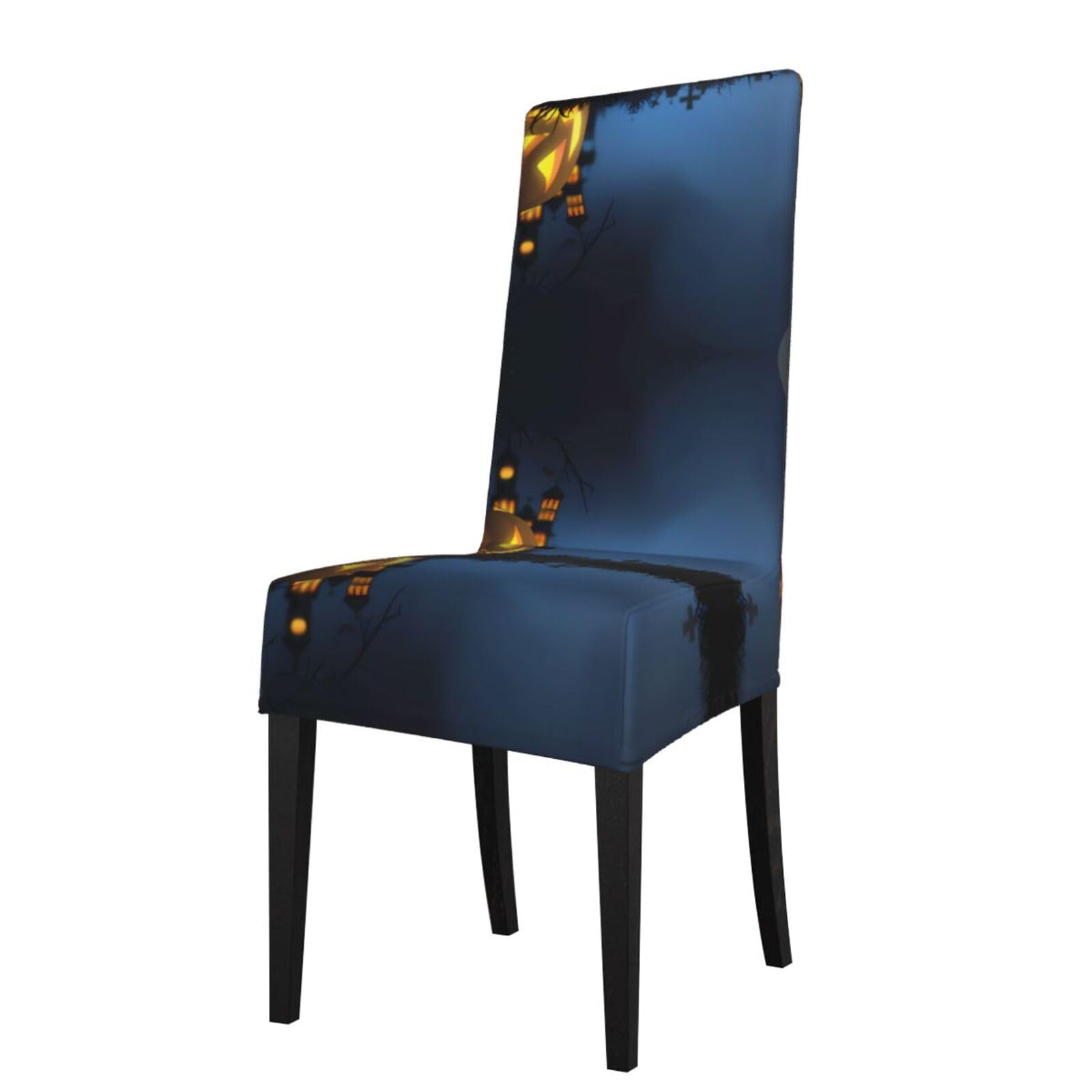 WHJDPP Halloween Pumpkin Prints Dining Chair Throw Covers – Stretchy & Wrinkle-Resistant Seat Layers for Home, Hotel, and Event Decor