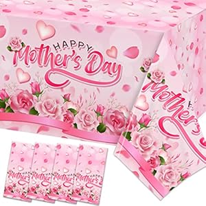 Happy Mothers Day Decorations Tablecloth 4 Pack Large Rectangle Pink Rose Mothers Day Table Covers for Mothers Day Outdoor Party Disposable Waterproof Plastic Tablecloth Happy Mothers Day Decorations Tablecloth 4 Pack Large Rectangle Pink Rose Mothers Day Table Covers for Mothers Day Outdoor Party Disposable Waterproof Plastic Tablecloth