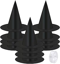 Elcoho 12 Pieces Halloween Costume Witch Hat with 100 Yards Hanging Rope for Halloween Yard Decoration