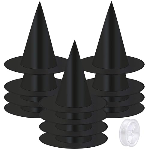 Elcoho 12 Pieces Halloween Costume Witch Hat with 100 Yards