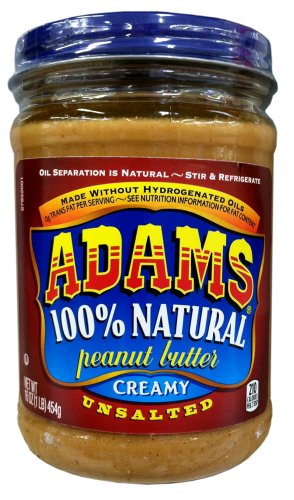 Adams 100% Natural CREAMY UNSALTED Peanut Butter 16oz (3 Pack) image 2