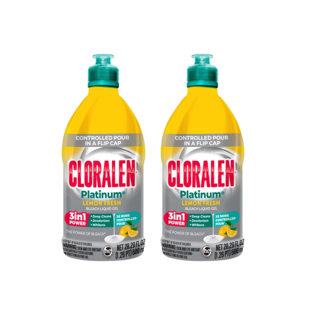 High-Viscosity Gel Bleach Cleaner – 2-Pack Splash-Free Thick Formula for Stain Removal & Deodorizing (20.3 oz each) (20.29 oz) (x2) Lemon