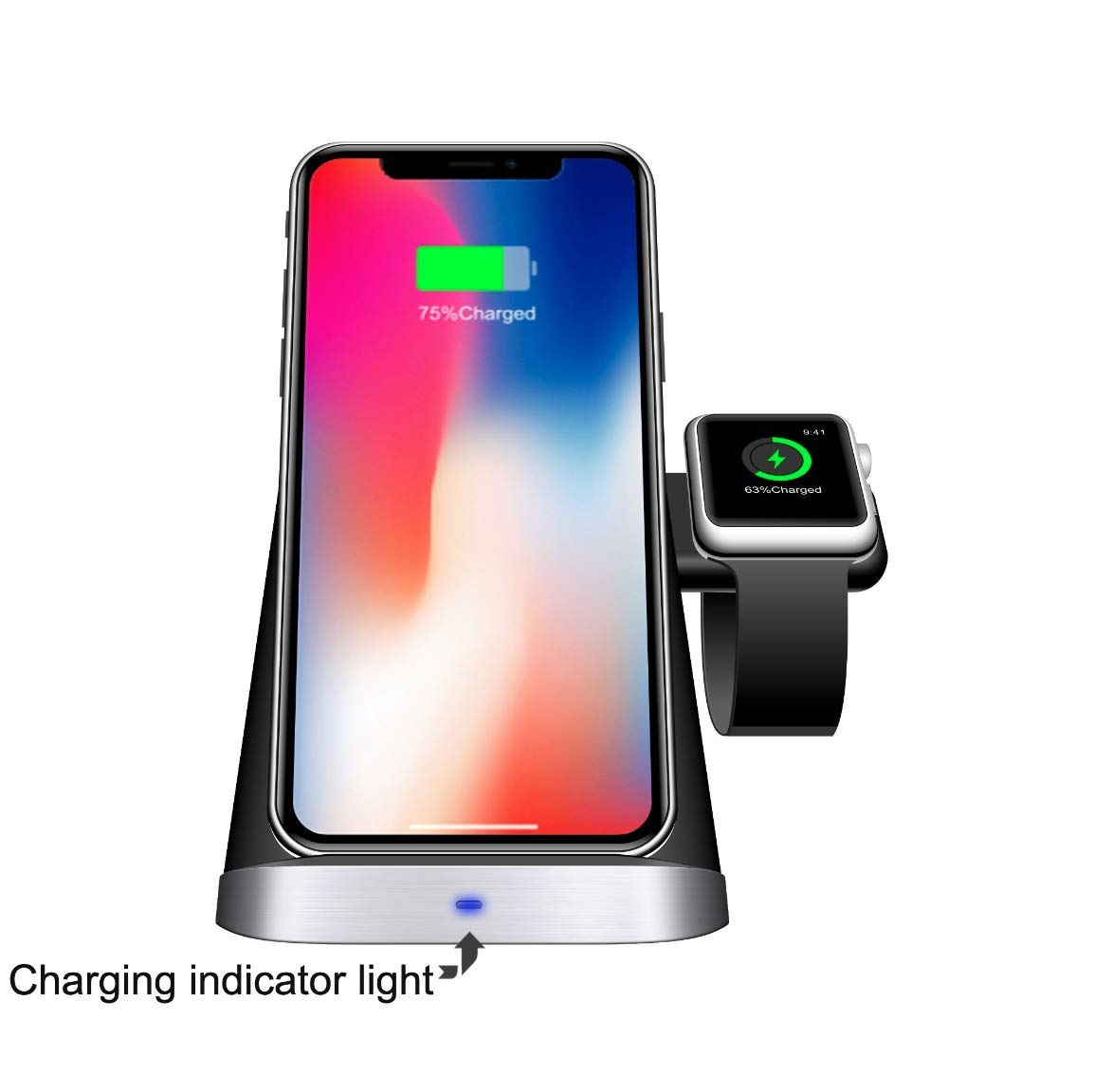 Stazione di ricarica wireless 3 in 1, stazione di ricarica wireless per iWatch 5/4/3/2, ricarica rapida Qi da 7,5 W, per iPhone 11/11 Pro Max/SE 2/XS Max/XR/XS/X/8/8P