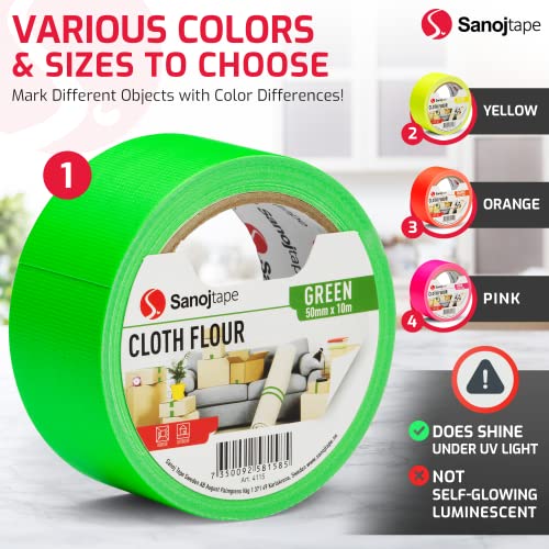 Sanojtape Ruban Adhésif En Tissu de Néon Fluorescent 50mm x 10m Verte Ruban Décoratif à Usage Artisanal – vue 6