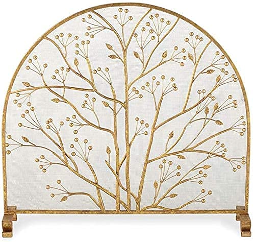 Paravento per camino, grande parascintille, telaio in ferro battuto con rete metallica, autoportante, altezza 90 cm, barriera decorativa di sicurezza per la casa