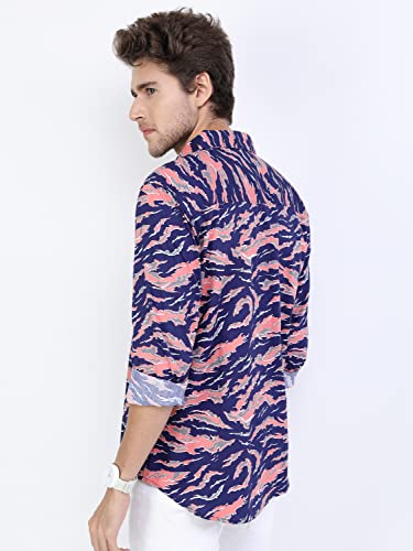 Image of Ketch Men Cotton Slim Fit Printed Full Sleeve Shirt