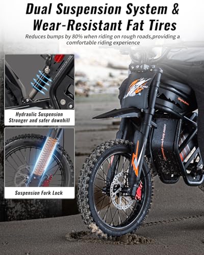 Image of GT73 / GT54 Electric Dirt Bike for Adults Teens - 3000W / 2500W Motor 50 /37 MPH High-Speed, 25 inch /14 inch Fat Tires & Dual Removable Battery(60V /48V) | All-Terrain Off-Road eBike for Snow, Sand