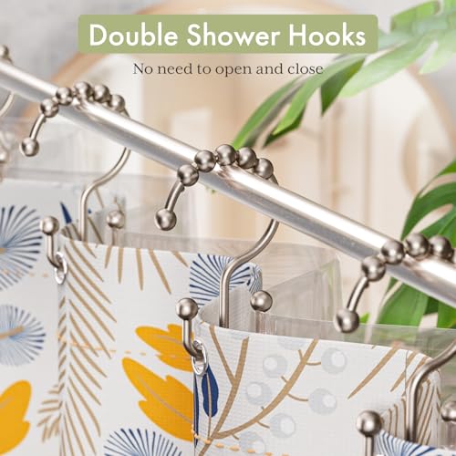 Image of Amazer Shower Curtain Hooks Rings, Stainless Steel Shower Curtain Rings, 12Pcs Double Glide Shower Hooks for Bathroom Shower Curtain Rods Dual Rust-Resistant Shower Rings, Matte Nickel