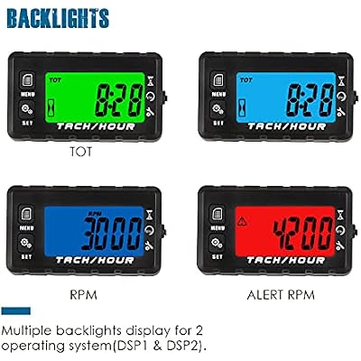 Runleader Digital Self Powered Hour Meter Tachometer,Maintenance Reminder,Alert RPM Reminder,User Shutdown,Waterproof,Use for ZTR Lawn Mower Generator Marine ATV Motor and Gas Powered Equipment