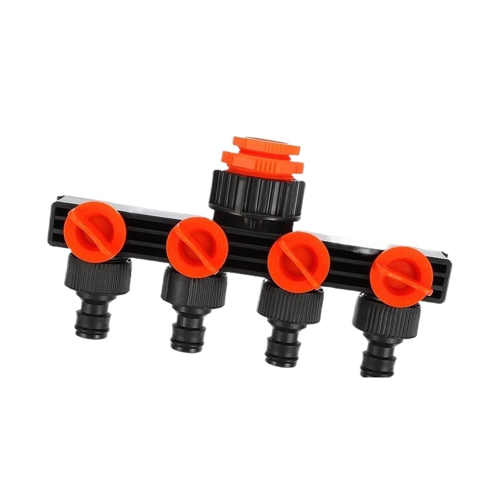 Conector de grifo de 4 vías, accesorios de jardín, distribuidor de agua, suministros de riego, herramienta de accesorios, divisor de manguera for el hogar(naranja)