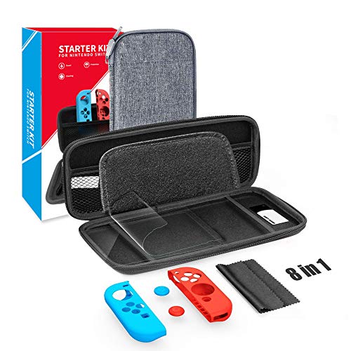Nintendo Switch Carrying Case,Nintendo Switch Deluxe Hard Shell Travel Carrying Case,8 in 1,Protective Hard Shell Travel Carrying Case Pouch for Nintendo Switch Console & Accessories,Grey Nintendo Switch Carrying Case,Nintendo Switch Deluxe Hard Shell Travel Carrying Case,8 in 1,Protective Hard Shell Travel Carrying Case Pouch for Nintendo Switch Console & Accessories,Grey