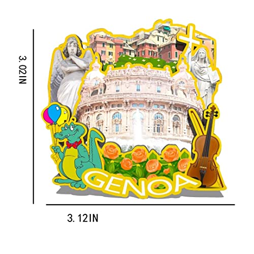 Imán decorativo de madera Italy Genoa 3D miniatura 3