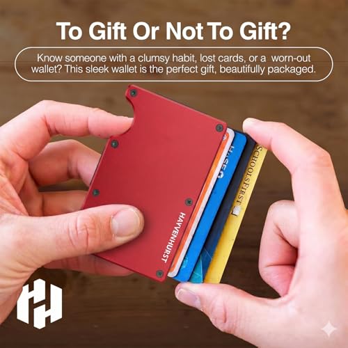 Image of Hayvenhurst Wallet for Men - Slim RFID Blocking Metal Wallet with Money Clip, Minimalist Front Pocket Credit Card Holder, Small Mens Wallet