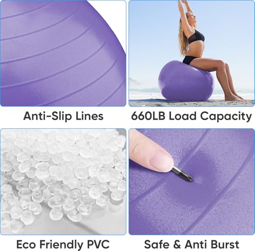 Image of APEXUP Yoga Ball, 660 lbs Anti-Burst Exercise Ball with Pump, 5 Sizes