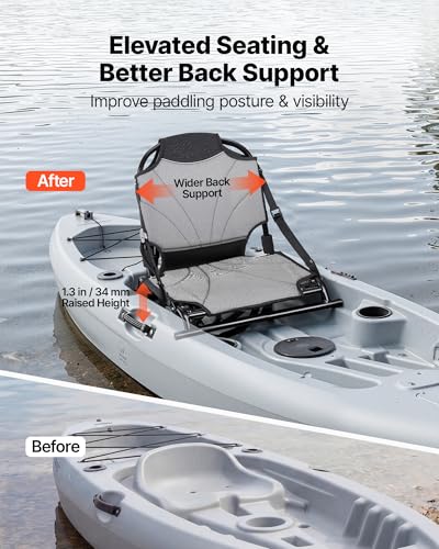 VEVOR Kayak Seat, 1 Pack 1.3" de Altura Elevada, Asiento Universal Plegable para Canoa con Soporte Ajustable para la Espalda, Correas Ajustables y Marco de Aleación de Aluminio para Kayaks Sit-on-Top, de Pesca e Inflables miniatura 2