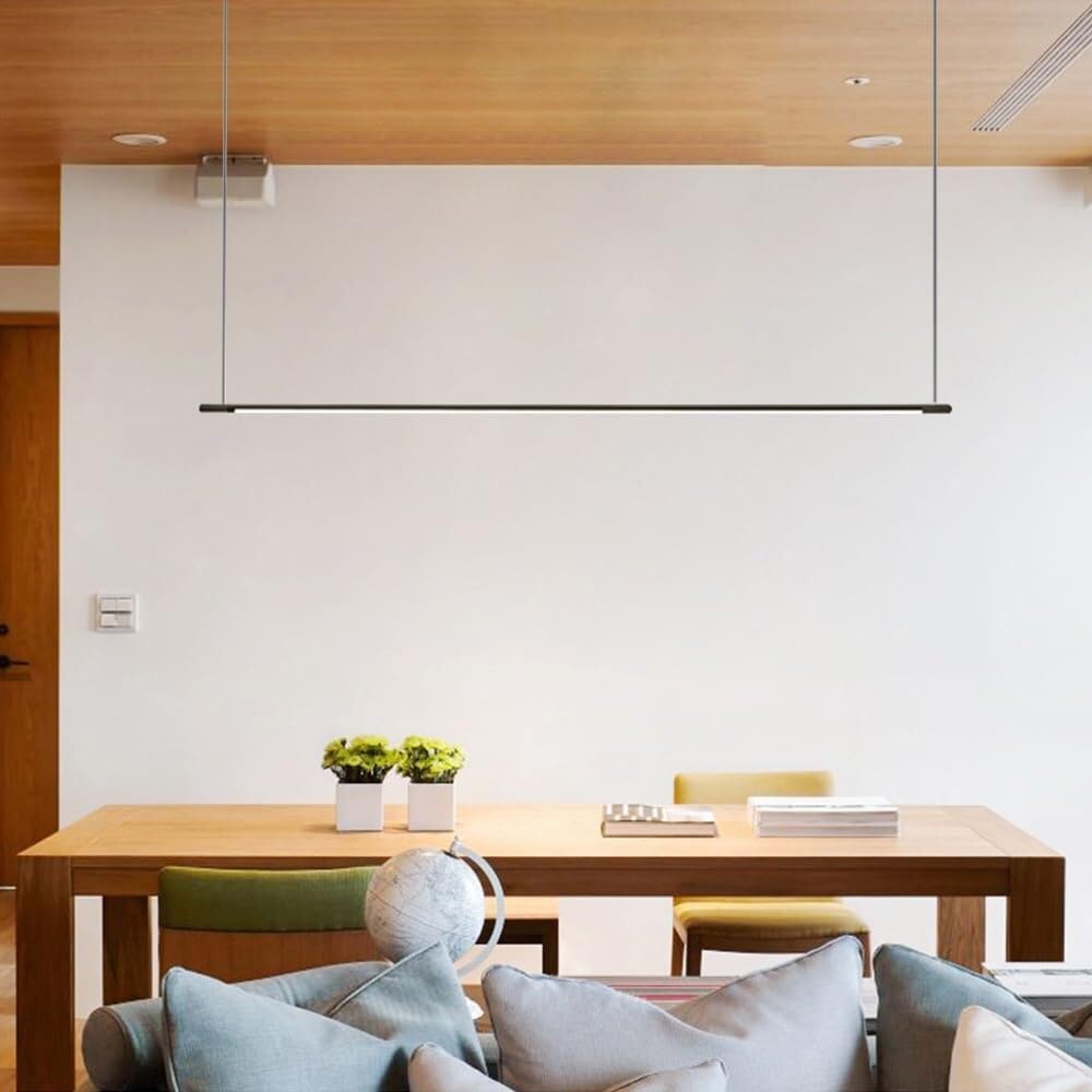 Lámparas Colgantes lineales LED para Cocina, Ideales para Colocar sobre la Isla de la Cocina. Lámparas Colgantes Modernas de Tira Larga de 4500 K para Comedor y Oficina (Negro, 120 cm/47,24