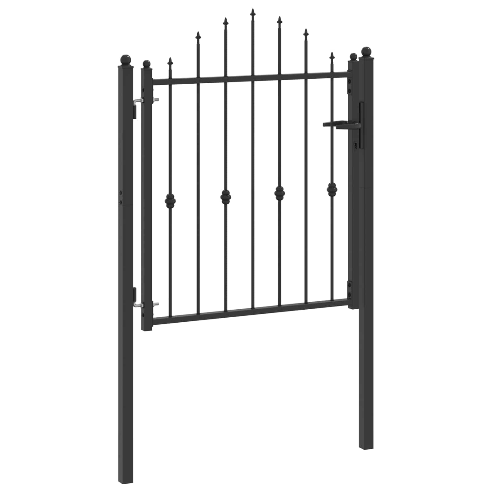 Cancello per recinzione in metallo, nero, 100 x 100 cm, richiudibile | Design anti-salita, verniciatura a polvere resistente alla corrosione, stile moderno, meccanismo di chiusura sicuro