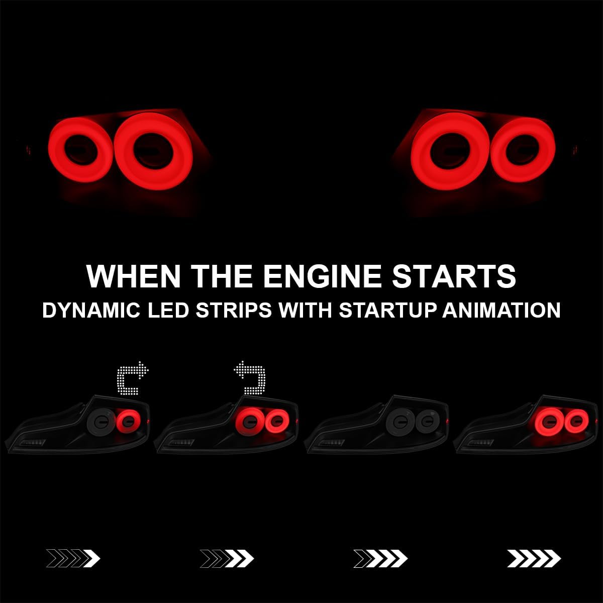 SPEC-D TUNING Black Smoke Full LED Tail Lights w/White Fiber Optic Halo Ring, Sequential Turn Signal, and Startup Animation Compatible with 2003-2007 Infiniti G35, Left + Right Pair Assembly