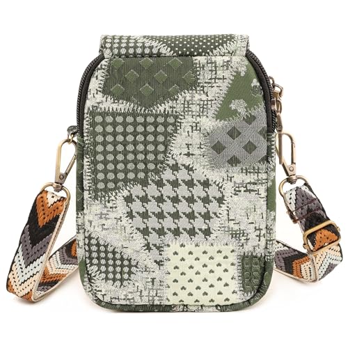 Image of SILKAREA Embroidered Cute Mini Crossbody Bag for Women Small Handbags Wristlet Wallet Bag Cell-phone Pouch Coin Purse