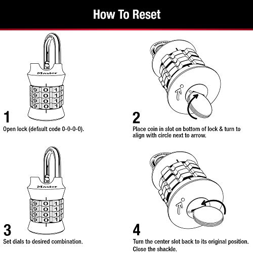 Master Lock 1535D Vertical Resettable Number Combination Lock, Assorted Colors, 1-Pack by Master Lock
