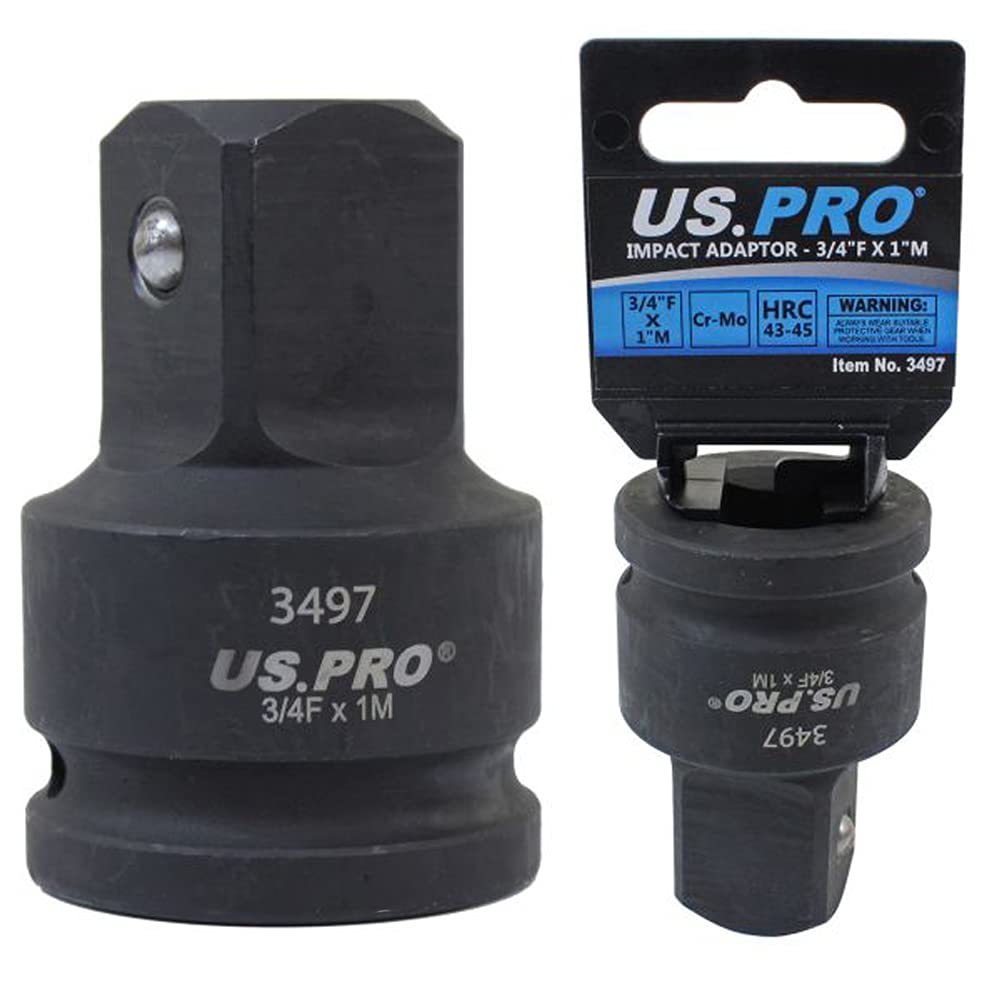 Us Pro Tools Impact Socket Adaptor Step Up Adapter 3/4 Inch F To 1 Inch M 3497