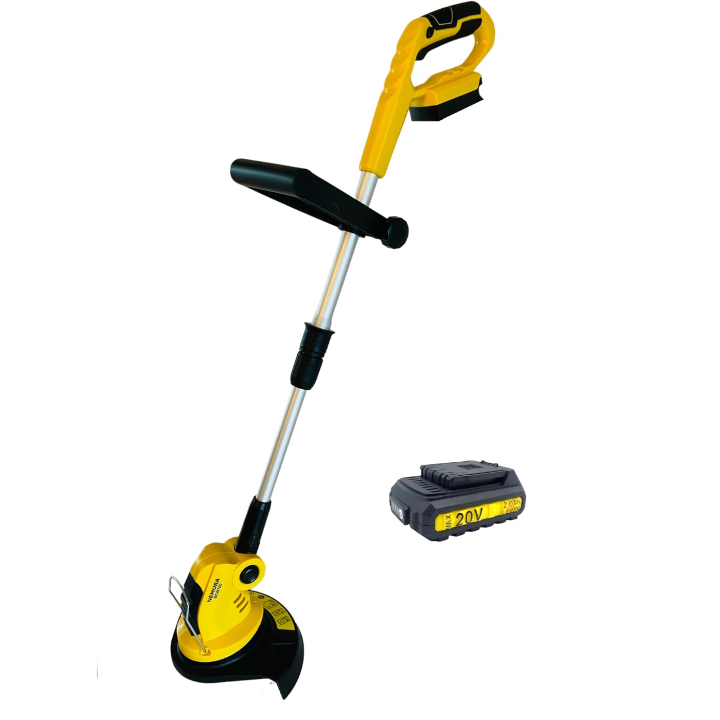 Nemura Bordatrice a batteria 20V - Testa inclinabile in 4 Posizioni - Taglio di 23 cm - 8000 giri al minuto - 1 Batterie 2Ah - Impugnatura Morbida - Utensili da giardino - SAC in Italiano